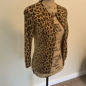 J crew animal print cardigan